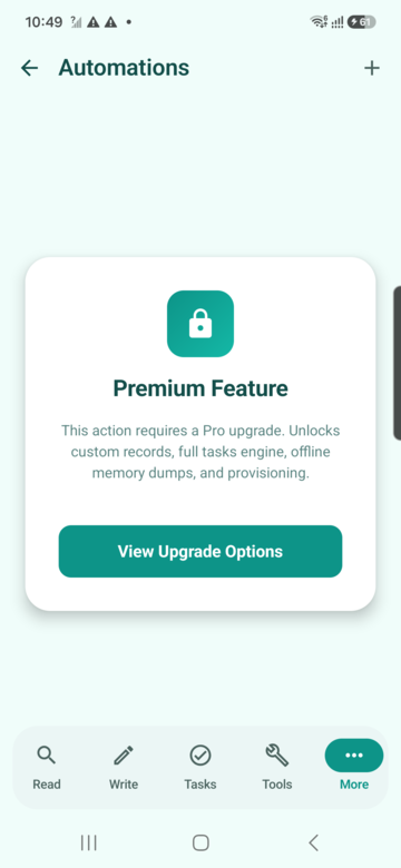 Automation connectors screen preview for NFCMagic