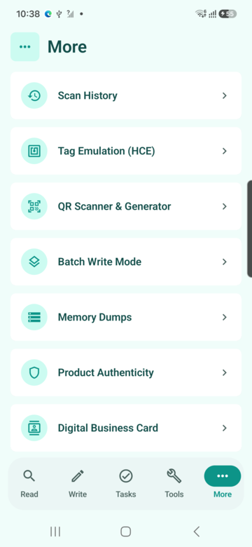 More workflows screen preview for NFCMagic