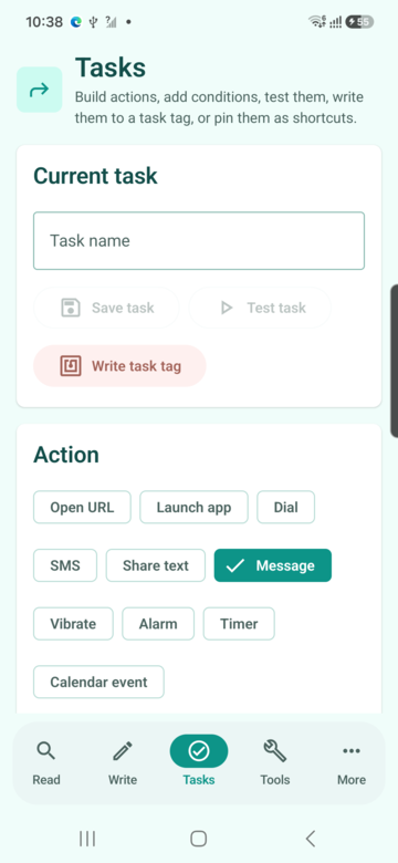 Task automation screen preview for NFCMagic